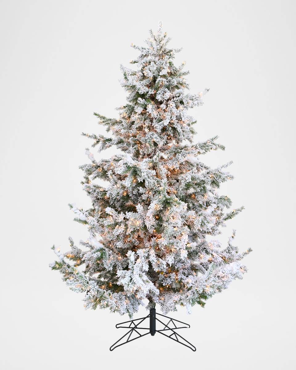 Deluxe Flocked Asheville Pine 9.5' Pre-Lit Christmas Tree